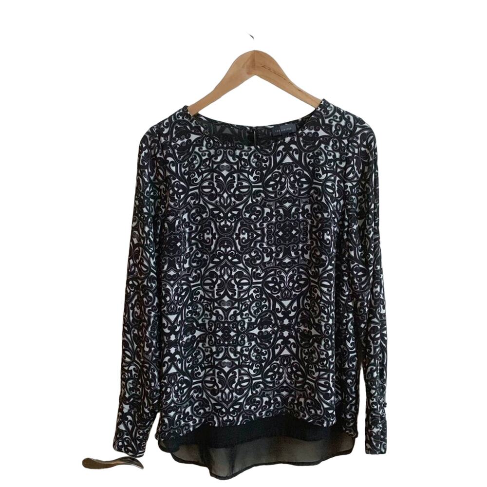 The Limited black and white graphic blouse, size M